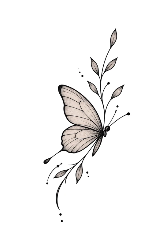 Isolated reconstructed artist reference: Where wings meet a stem
