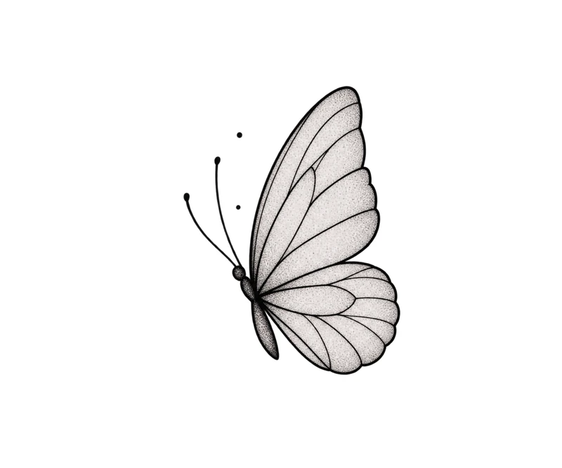 Isolated reconstructed artist reference: A butterfly at your fingertips