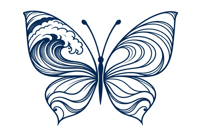 Isolated reconstructed artist reference: The ocean, held in wings